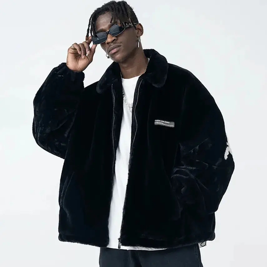 Custom New Design Plus Size Outdoor Jacket Stylish And Warm Jacket Fleece Chenille Zip Up Oversized Men's Jacket