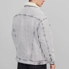 Oem Wholesale Light Blue Mens Faux Shearling Winter Denim Jackets
