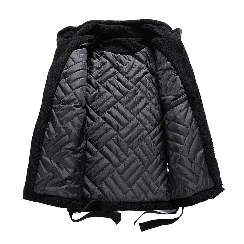 Winter Lamb Wool Coat Men's Three-dimensional Embroidered Cashmere Warm Waffle Rope Comfortable Cotton Cool Coat Fashion Jackets