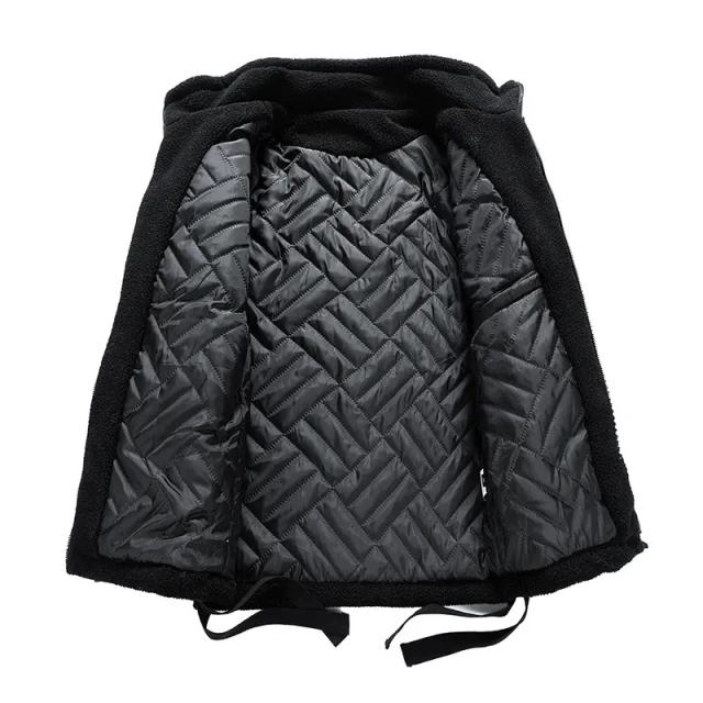 Winter Lamb Wool Coat Men's Three-dimensional Embroidered Cashmere Warm Waffle Rope Comfortable Cotton Cool Coat Fashion Jackets