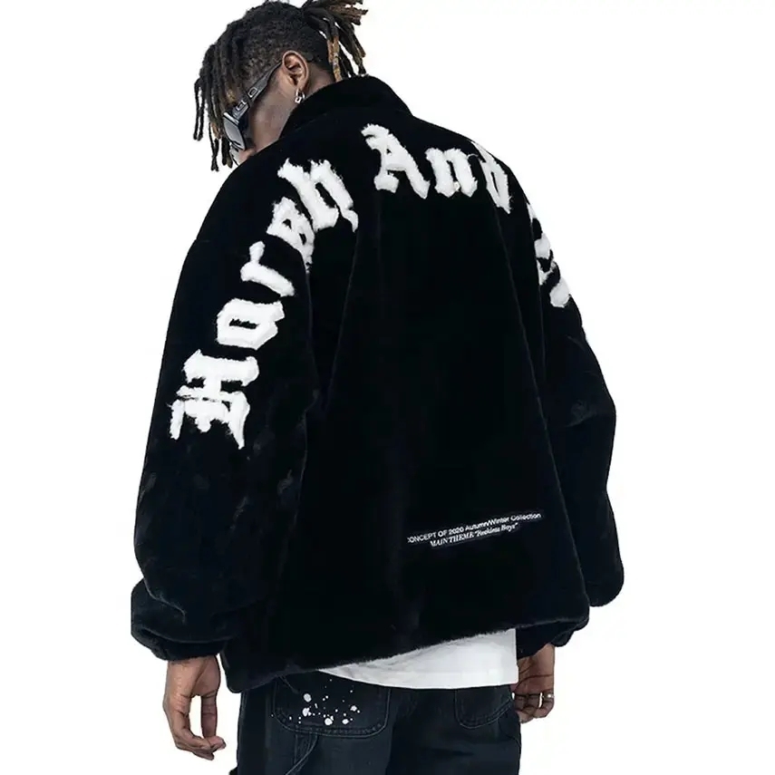 Custom New Design Plus Size Outdoor Jacket Stylish And Warm Jacket Fleece Chenille Zip Up Oversized Men's Jacket