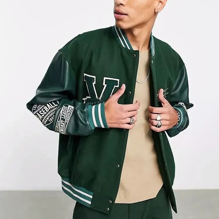 New Style Custom Logo Motorcycle Jacket Plus Size Men's Jackets Men Leather Baseball Jacket