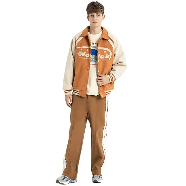 Wholesale Spring Autumn Baseball Embroidery Cardigan Button Colour Custom Fashion Long Sleeve Jacket For Men