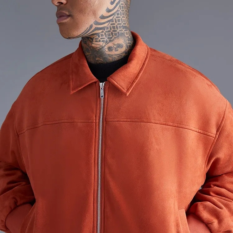 Oem Factory Cropped Boxy Jacket For Mens Custom Lapels Oversized Zip Up Utility High Quality Work Jacket