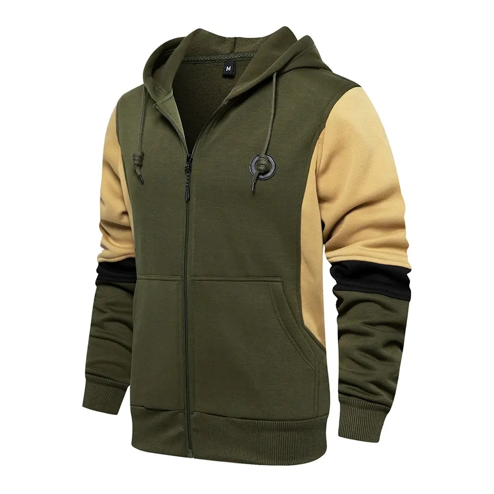 High Quality Oversize New Men's Cardigan Matching Color Men's Casual Custom Color Block Hoodie