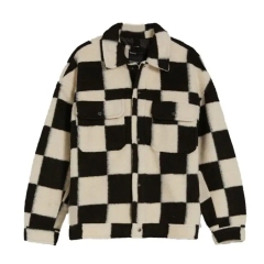 Plaid Pattern Men Wool Jackets Customized Logo Men Winter Jackets 100% Polyester