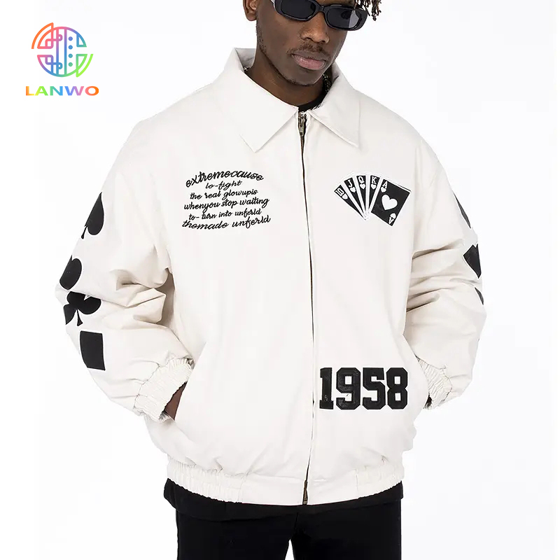 Custom Wholesale Chenille Embroidery Hot Coat Men Motorcycle Biker Leather Jacket