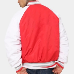 Boxy Fit Crew Neck Full Button Varsity Jacket Nylon Custom Patch Embroidery Logo Oversized Letterman Jacket For Factory