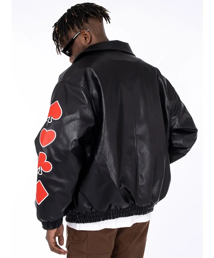 Custom Wholesale Chenille Embroidery Hot Coat Men Motorcycle Biker Leather Jacket