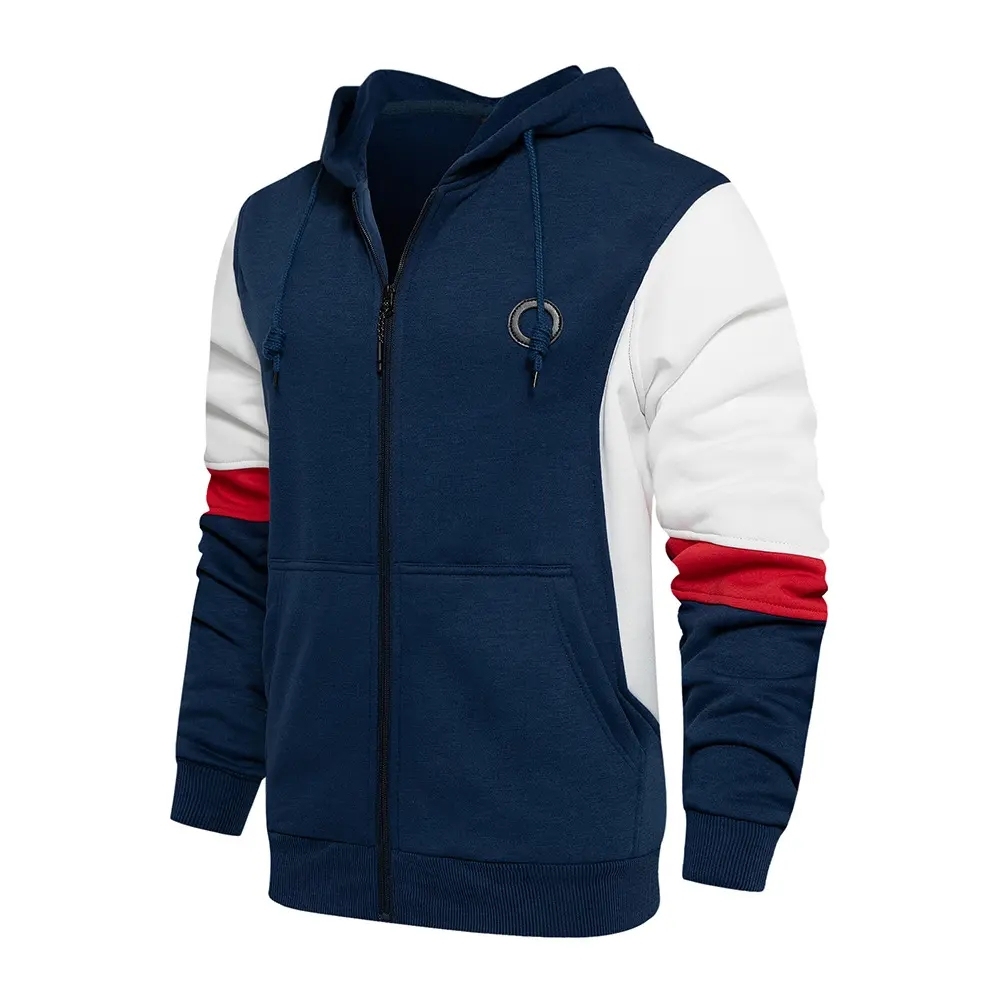 High Quality Oversize New Men's Cardigan Matching Color Men's Casual Custom Color Block Hoodie