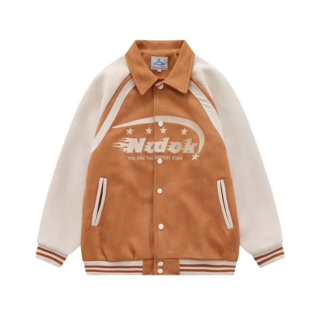 Wholesale Spring Autumn Baseball Embroidery Cardigan Button Colour Custom Fashion Long Sleeve Jacket For Men