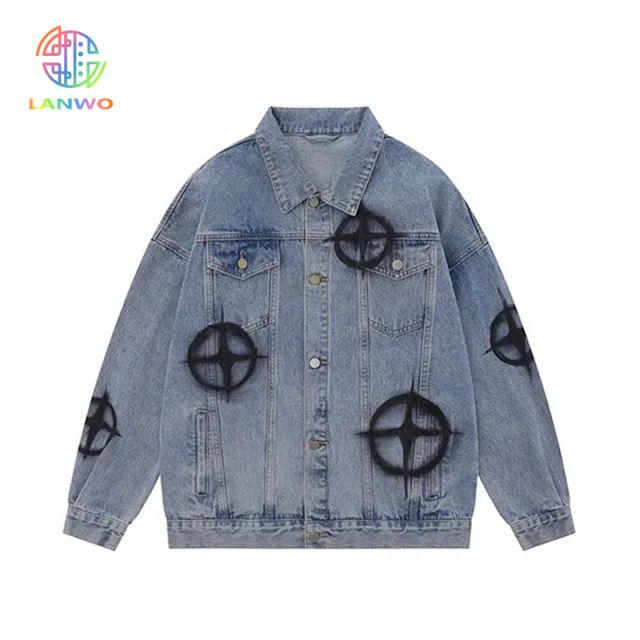 Wholesale Custom Logo Print New Design Hot Selling Denim Vintage Heavyweight Cargo Causal Men's Jacket