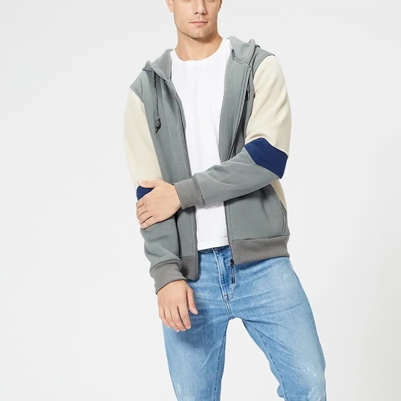 High Quality Oversize New Men's Cardigan Matching Color Men's Casual Custom Color Block Hoodie