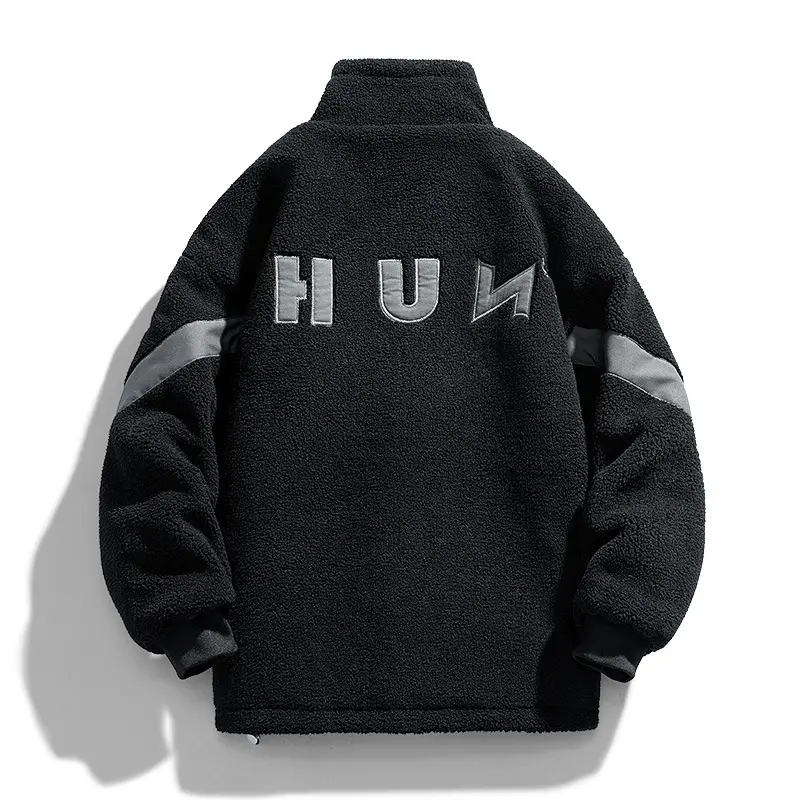 Winter Lamb Wool Coat Men's Three-dimensional Embroidered Cashmere Warm Waffle Rope Comfortable Cotton Cool Coat Fashion Jackets