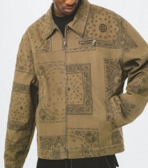 2023chinese Factory Oem Hot Fashion Solid Color Oem Custom Logo Mens Relaxed Fit Twill Cotton Work Jacket Men