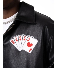 Custom Wholesale Chenille Embroidery Hot Coat Men Motorcycle Biker Leather Jacket