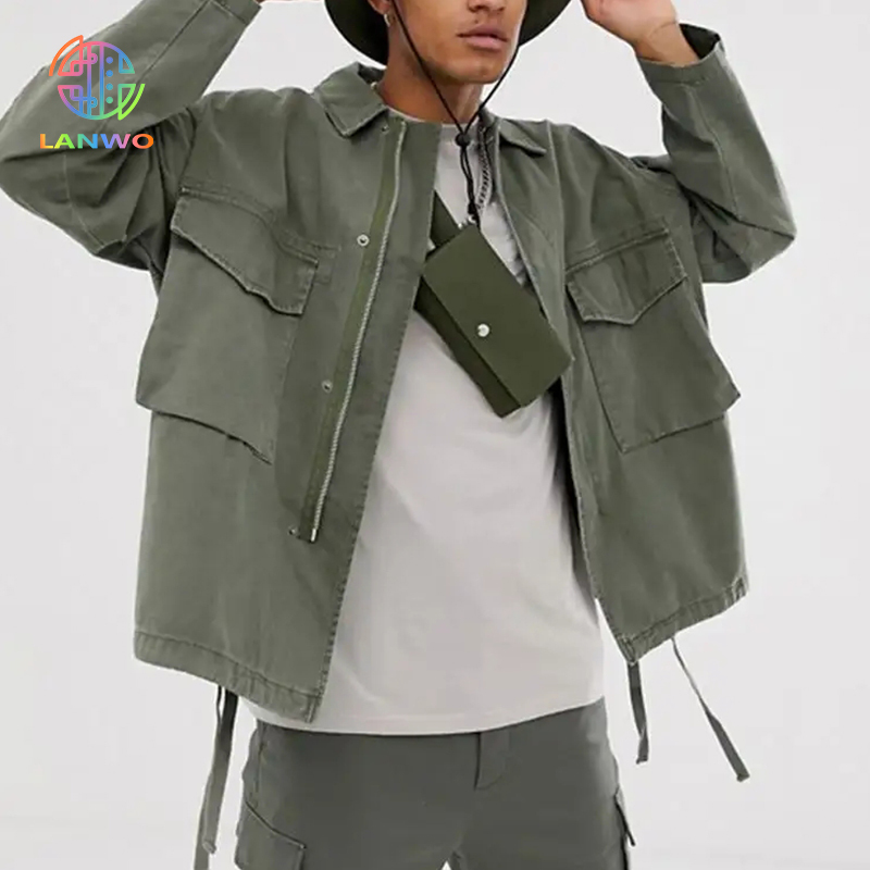 High Quality Stylish Wholesale Custom Cotton Fashion Mens Patch Pockets Utility Cargo Jackets