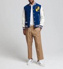 Custom Chenille Embroidery College Baseball Jacket Custom Cotton Letterman Men's Jackets Casual Varsity Men's Jackets