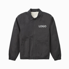 Oem Manufacturer Men Utility Shirt Jacket With Zipper Custom Design Polyester Zip Up Crew Neck Hoodies Jacket For Men