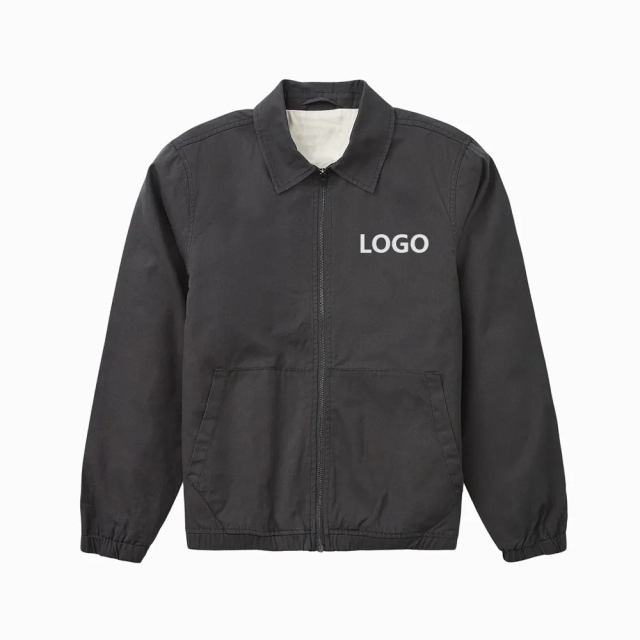 Oem Manufacturer Men Utility Shirt Jacket With Zipper Custom Design Polyester Zip Up Crew Neck Hoodies Jacket For Men