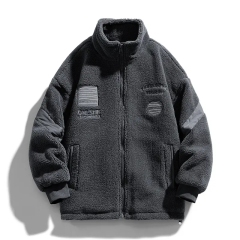 Winter Lamb Wool Coat Men's Three-dimensional Embroidered Cashmere Warm Waffle Rope Comfortable Cotton Cool Coat Fashion Jackets