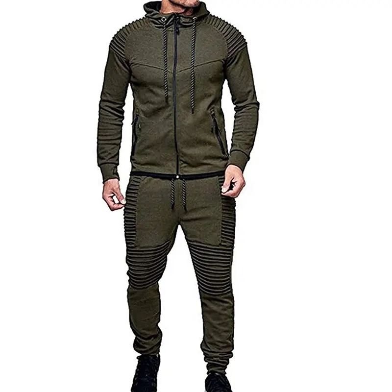 Spring And Winter Men's Color Block Tracksuit Set Sweatshirt Jogger Sweatpants Casual Warm Sports Suit