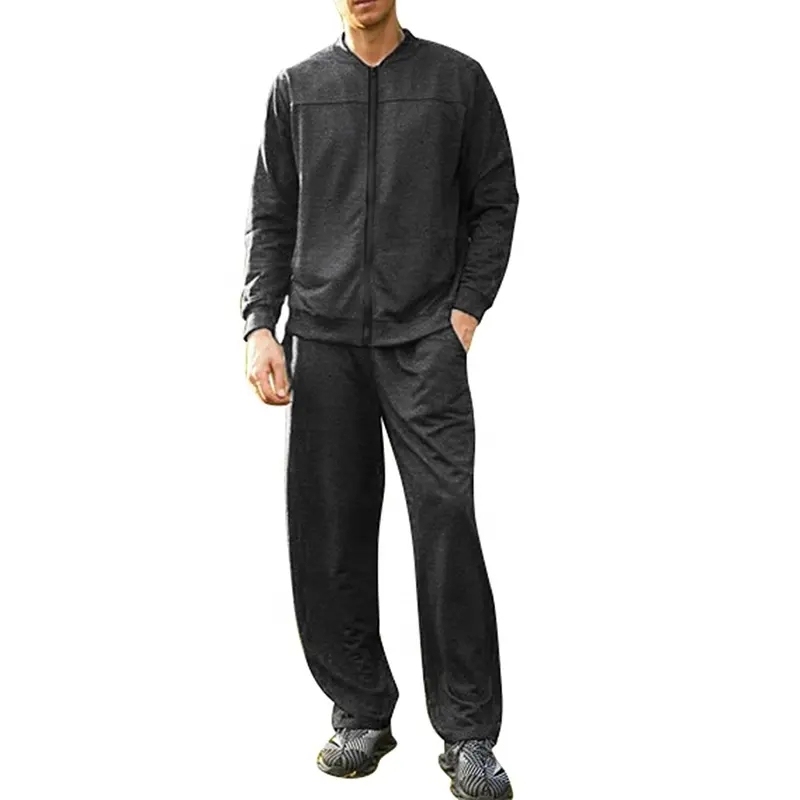 Men's Casual Athletic Tracksuit Full Zip Sweat Suits Jogging 2-piece Set,Premium Zip Up Hoodie Custom Man Jogging Set