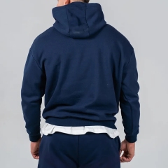 Men Gym Tracksuits Dark Blue Boxy Fit Hoodies Gym Joggers 2 Pieces Sweatsuits For Men