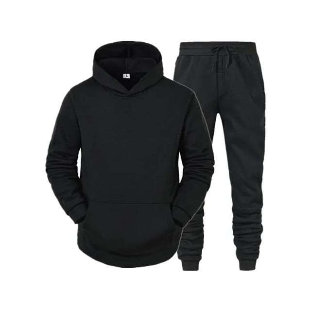 Men's Fashion Solid Color Tracksuits 2 Piece Set Casual Long Sleeve Hooded Athletic Jogging Sweatsuit Custom Jogging Suit