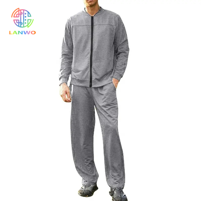 Men's Casual Athletic Tracksuit Full Zip Sweat Suits Jogging 2-piece Set,Premium Zip Up Hoodie Custom Man Jogging Set