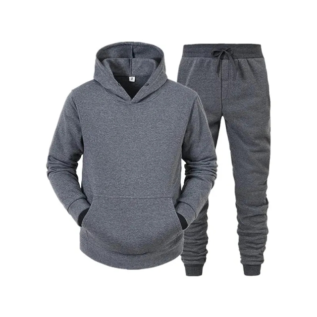 Men's Fashion Solid Color Tracksuits 2 Piece Set Casual Long Sleeve Hooded Athletic Jogging Sweatsuit Custom Jogging Suit