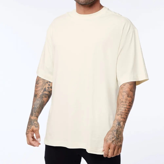 100% Cotton Running T-shirt 280gsm Heavyweight Oversized Printed T Shirts Plus Size Men's Custom Graphic T Shirts