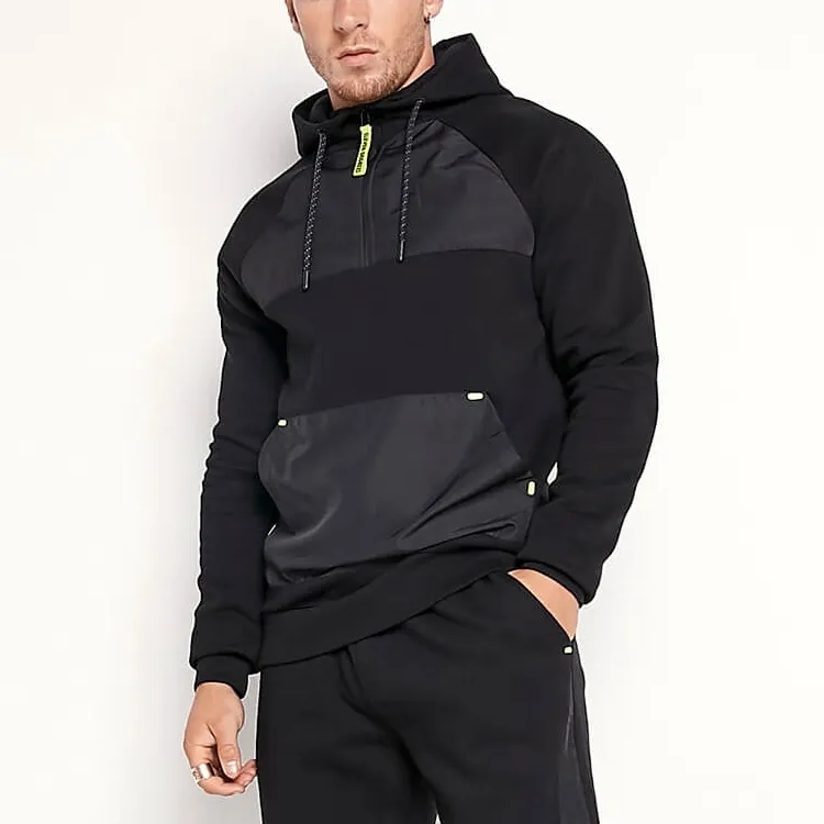 Fashion Design Loose Fit 2 Pieces Sweat Suit Men Streetwear Color Blocks Panel Custom Tracksuits Men Training Wear