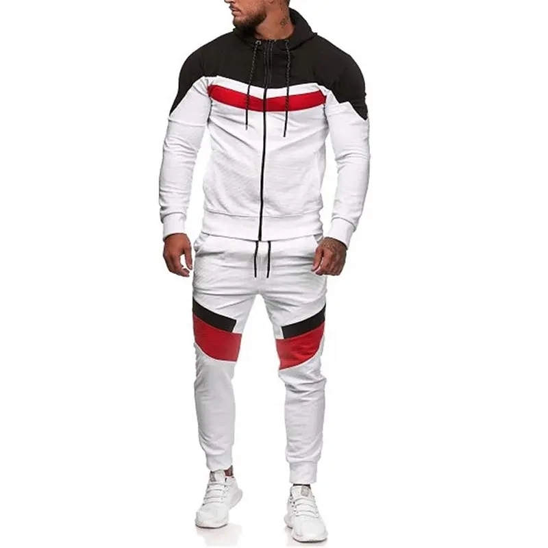 Spring And Winter Men's Color Block Tracksuit Set Sweatshirt Jogger Sweatpants Casual Warm Sports Suit