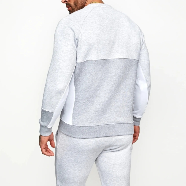 Spring Custom Logo Crew Neck Sweater Cotton Solid Tracksuit Sweatshirt Set Jogging Sweatsuit For Men