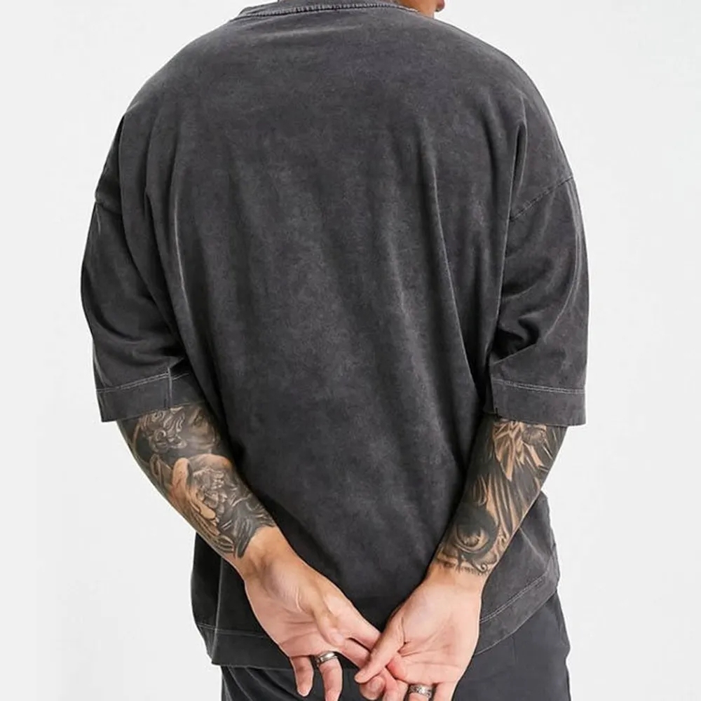 Men Wash Vintage Tshirt 100% Cotton Oversized T Shirt Custom Vintage Plus Size Men's Graphic T-shirt