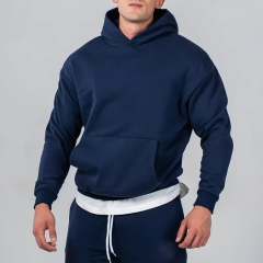 Men Gym Tracksuits Dark Blue Boxy Fit Hoodies Gym Joggers 2 Pieces Sweatsuits For Men