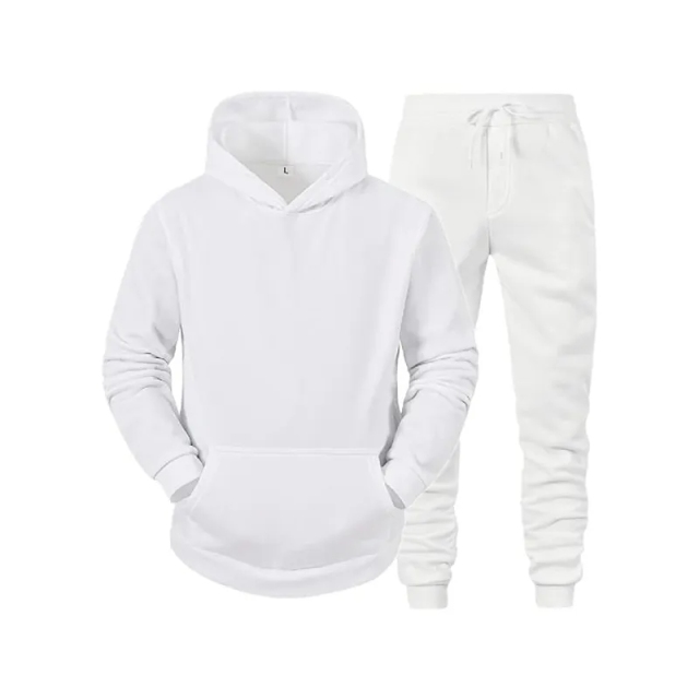 Men's Fashion Solid Color Tracksuits 2 Piece Set Casual Long Sleeve Hooded Athletic Jogging Sweatsuit Custom Jogging Suit