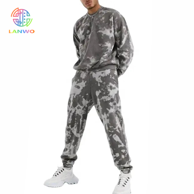 2023 Custom Logo Mens Tie Dye Sweat Suits Tye Dye Sweatsuit 2 Piece Set Tracksuit