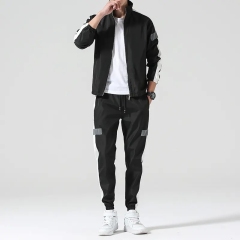 Private Label 2 Piece Jogger Sets White Polyester Track Suit Custom Mens Reflective Tracksuits