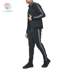 Custom Made Sweatsuit With Side Stripe Sublimated Work Tracksuit /navy Blue Sweat Suit For Men