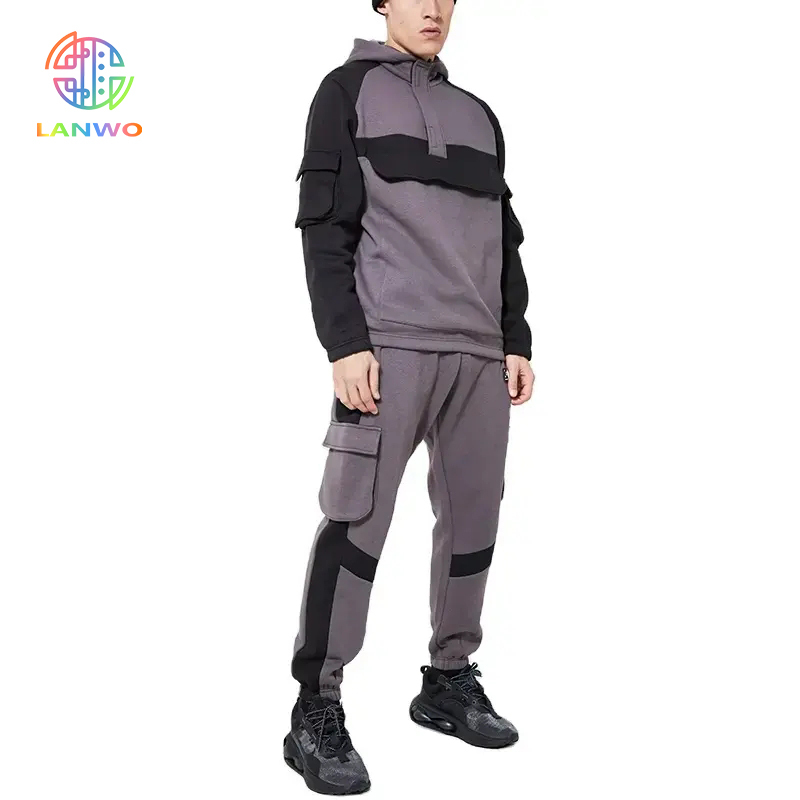 Wholesale Training Jogging Sweatsuits Unisex Cargo Tracksuit Heavyweight Mens Sweatpants And Hoodie Set Custom Logo Tracksuit