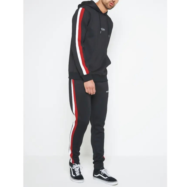Custom Made Sweatsuit With Side Stripe Sublimated Work Tracksuit /navy Blue Sweat Suit For Men