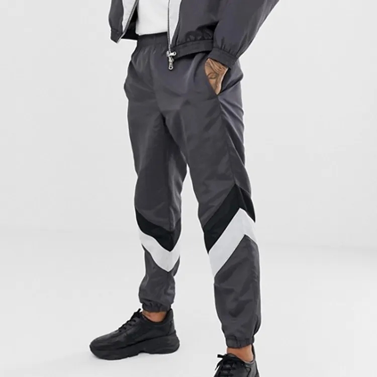 Custom Tracksuit Nylon Ripstop Contrast Stripe Jogging Suits Wholesale Color Block Track Suit