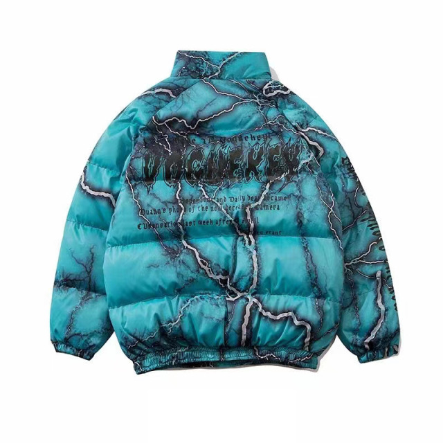 American dark graffiti printed loose cotton jacket street wear hip-hop bread coat cotton jacket