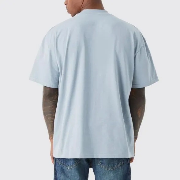 Custom Design Tshirts Men's Cotton Tshirt Streetwear Oversized Rib Crewneck Boxy Heavyweight 300gsm T Shirt For Men