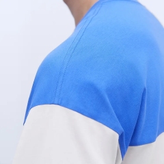 Men's 100% Cotton Blank T Shirts High Quality Oversized Casual Custom Logo Design Drop Shoulder Color Splicing T-shirt For Men