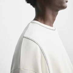 Custom Tshirt Men's 100% Cotton Contrast Trim Tshirt Streetwear Oversized Crewneck Drop Shoulder Heavyweight T Shirt For Men