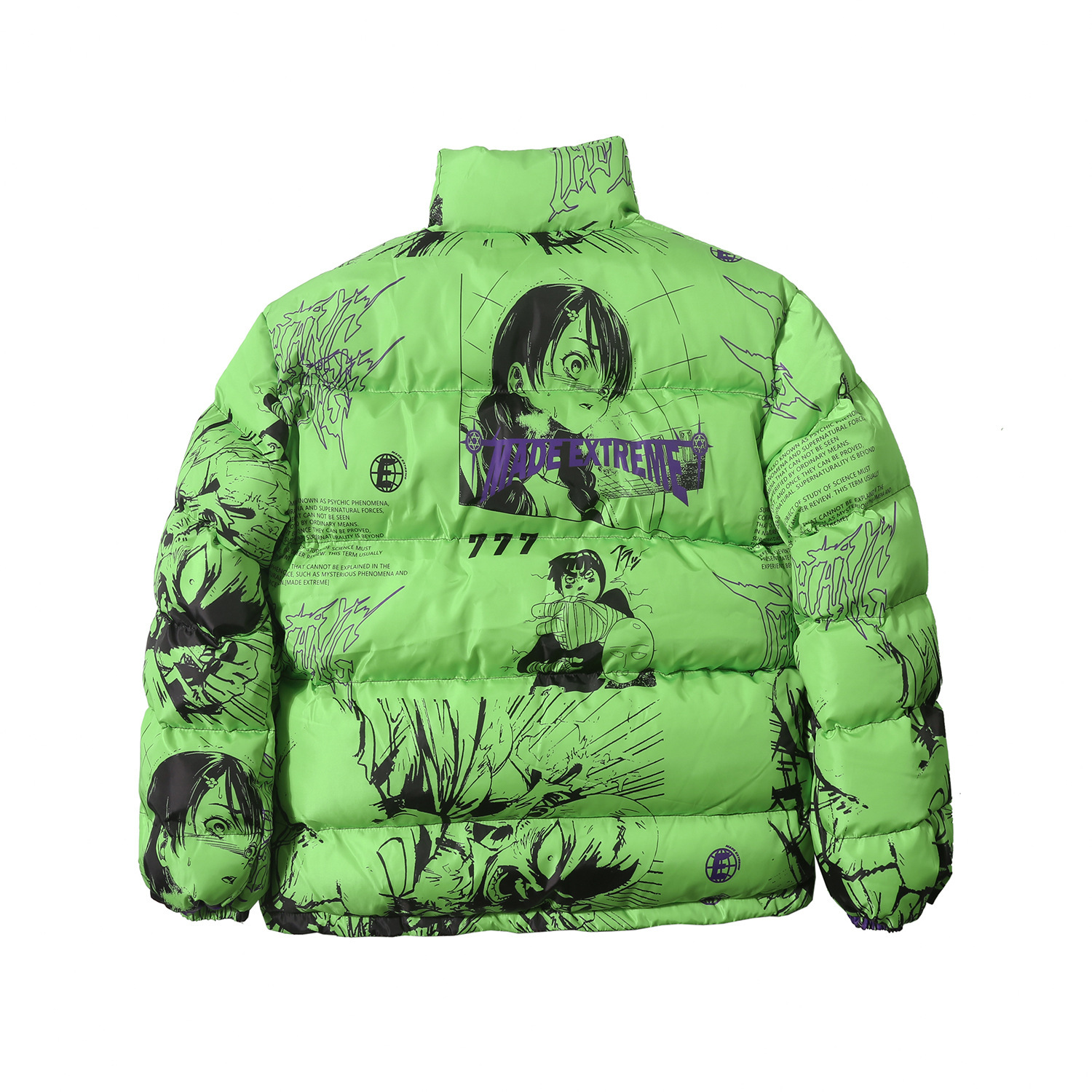 Anime streetwear jacket with all-over printing for men and women, thickened warm cotton jacket