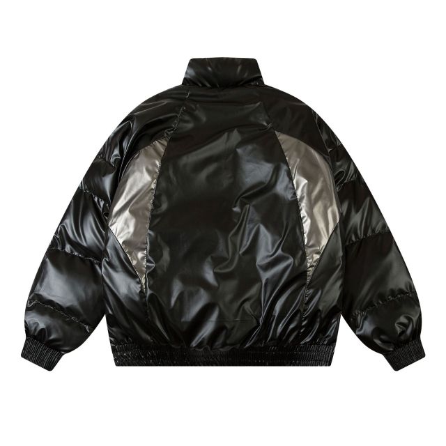 Shiny stand collar down cotton coat men's loose thickened bread coat cotton jacket